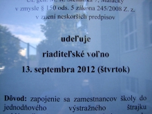 Malacké školy idú do štrajku s výnimkou cirkevnej